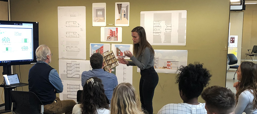 End of year presentation in the URBN Center alcoves by second year student